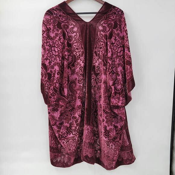 Urban Outfitters Velvet Burnout Kimono Wrap Purple Floral Draped NWT One Size - Picture 6 of 16